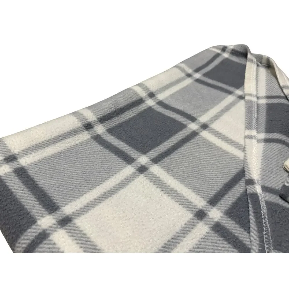 Great Bay Home Plaid Fleece Throw Blanket Gray White Dara Sheet Cover Quilt